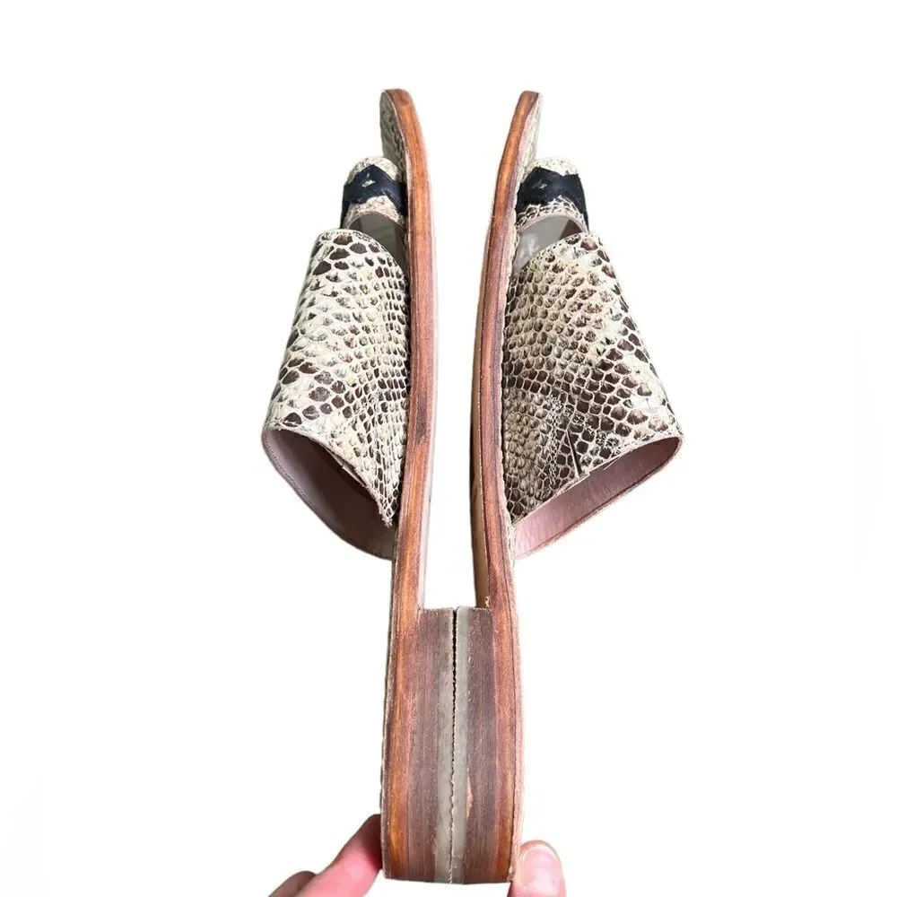 Free People Saturaday Snake Strappy Leather Flat Sandals 41/10